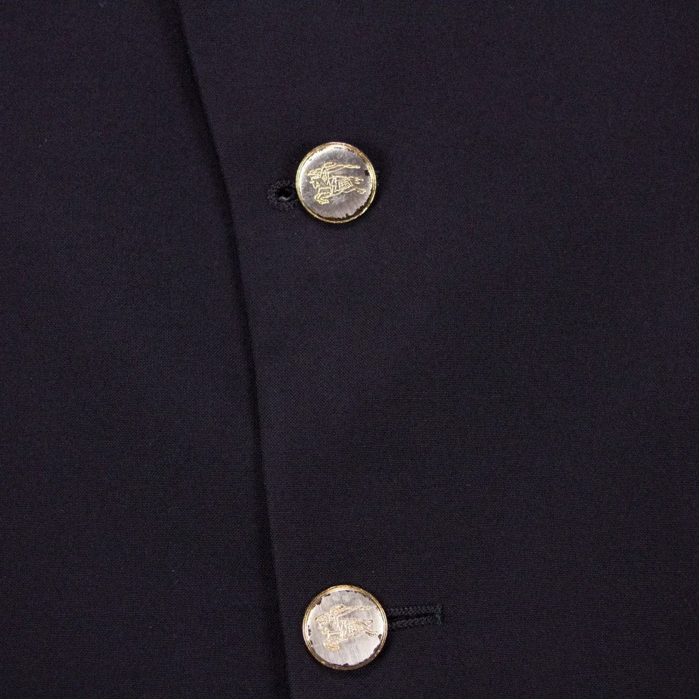 Burberry London Mens 40R Black Wool Gold Button Blazer Sport Coat‎ 2 Button